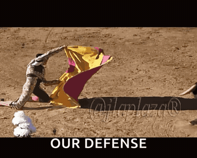 Bullfight Poster Saying Our Defense GIF
