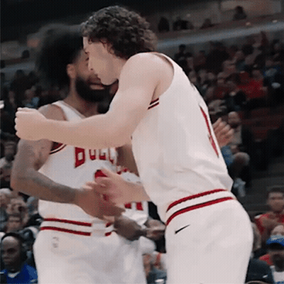 Bulls Player Hugs Another Player GIF