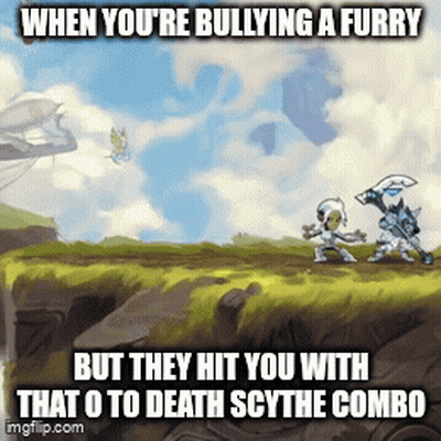 Bullying Furry Hit With Death Scythe Combo GIF