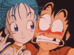 Bulma Funny Goku Blushing GIF