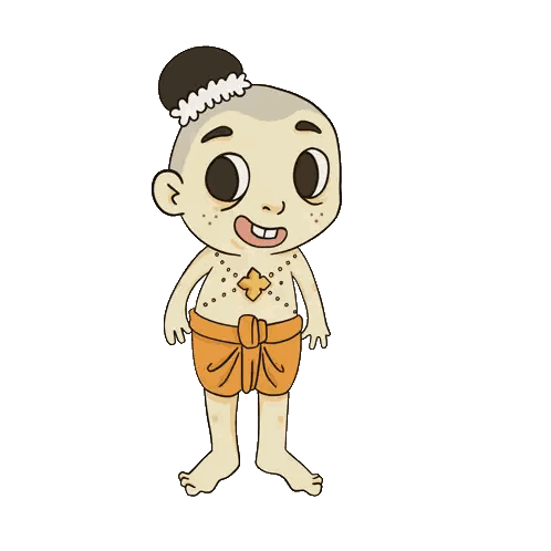 Bun Head Cross Chest Character Sticker
