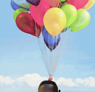 Bunch Of Balloons Hanging From String GIF