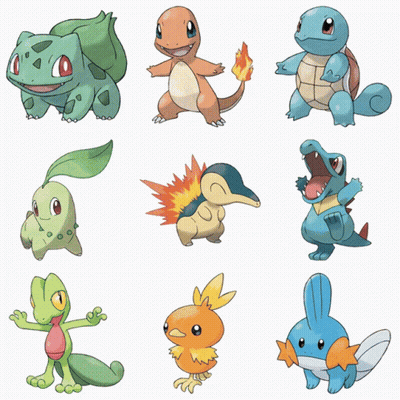 Bunch Of Pokemon Including Turtle And Frog GIF