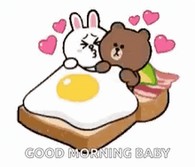 Bunny And Bear Kissing On Toast GIF