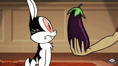 Bunny And Person Holding Eggplant Bunnycula GIF