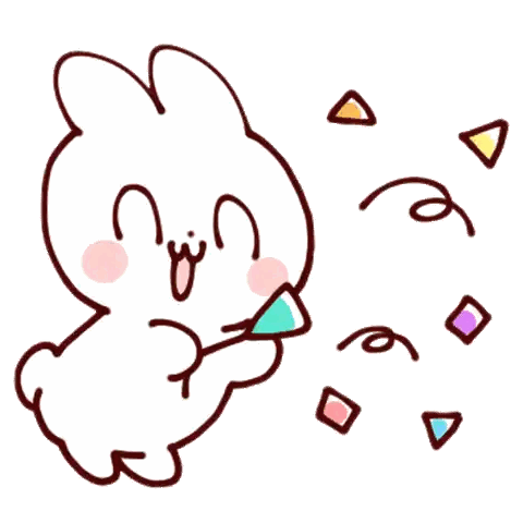 Bunny Blowing Confetti Triangles Sticker