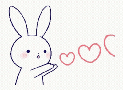 Bunny Blowing Three Hearts GIF