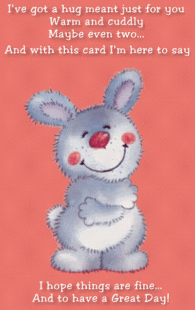 Bunny Card Saying Warm And Cuddly GIF