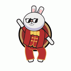 Bunny Dancing In Red Suit GIF