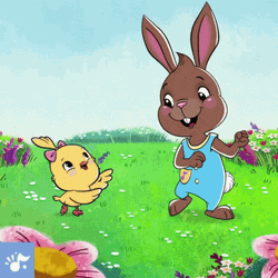 Bunny Dancing With A Chick GIF