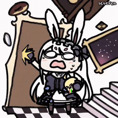 Bunny Girl Sitting On Chair Holding Crown GIF