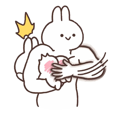 Bunny Holding Cat With Crown Sticker