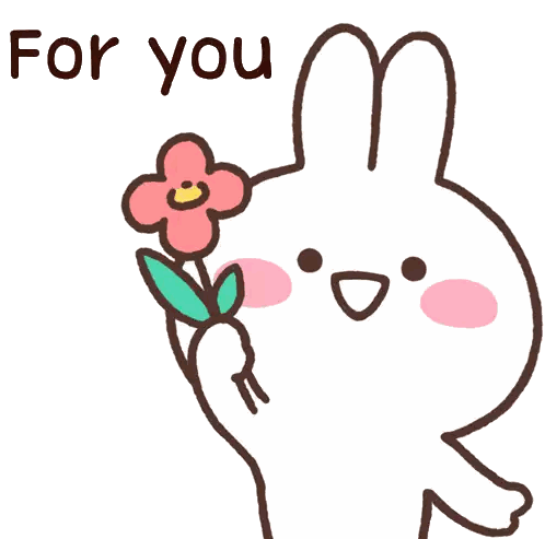 Bunny Holding Flower Saying For You Sticker
