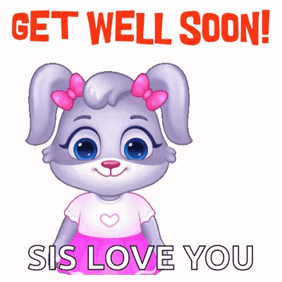 Bunny Holding Flowers Says Get Well Soon Sis Love You GIF