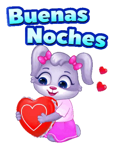 Bunny Holding Heart Buenas Noches Sticker