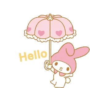 Bunny Holding Hello Umbrella Sticker