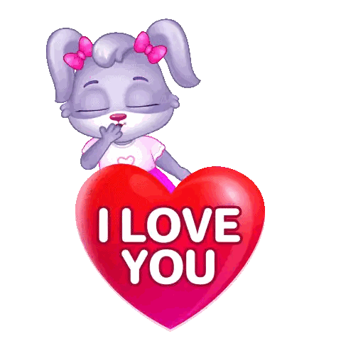 Bunny Holding I Love You Heart Sticker