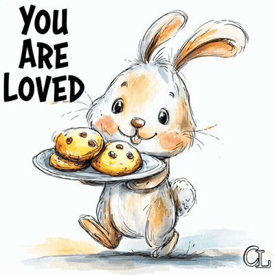 Bunny Holding Plate Of Cookies You Are Loved GIF