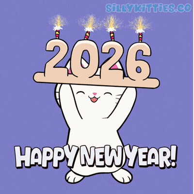Bunny Holding Sign Saying 2026 Happy New Year GIF