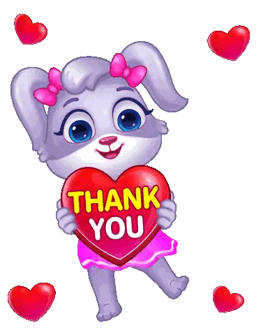 Bunny Holding Thank You Heart Sticker