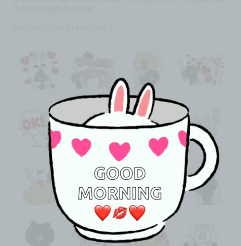 Bunny In Cup Saying Good Morning GIF