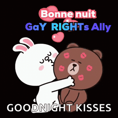 Bunny Kissing Teddy Bear Goodnight GIF