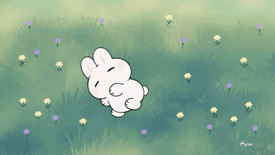 Bunny Laying In Grass Ayu GIF
