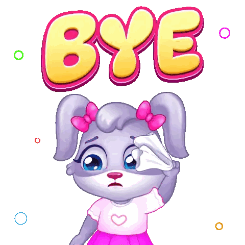 Bunny Saying Bye With Pink Bow Sticker