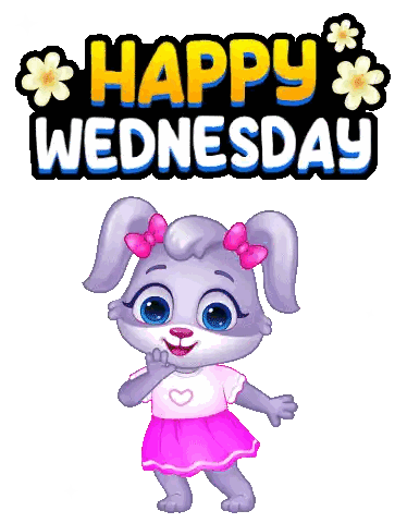 Bunny Saying Happy Wednesday With Flowers Sticker