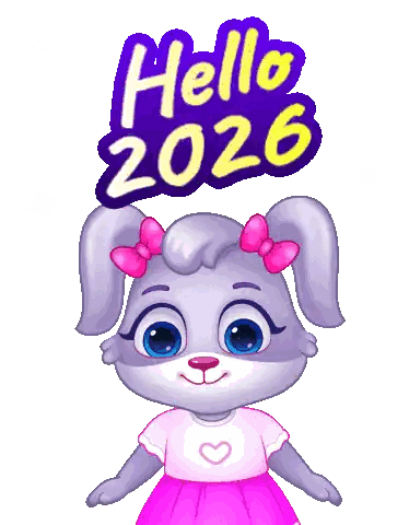 Bunny Saying Hello 2026 With Pink Bow Sticker