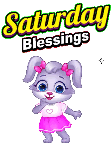 Bunny Saying Saturday Blessings With Pink Bow Sticker