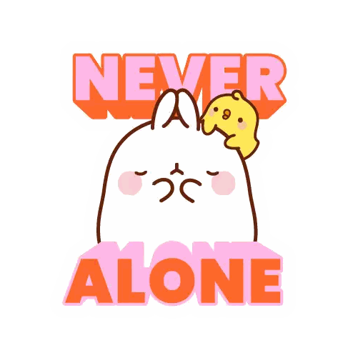 Bunny With Chick On Head Never Alone Sticker
