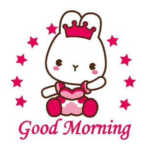 Bunny With Crown Surrounded By Pink Stars Sticker