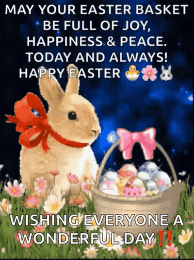 Bunny With Easter Egg Basket GIF
