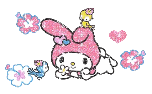 Bunny With Flowers And Bird Sticker