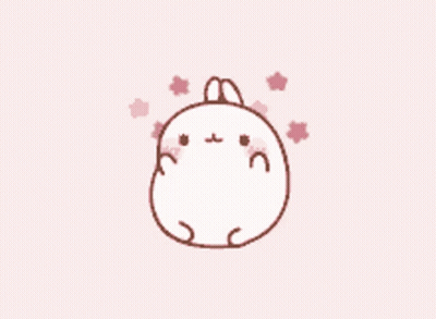 Bunny With Flowers On Pink Background GIF