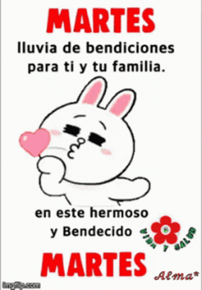 Bunny With Heart Martes Lluvia De Bendiciones Para Ti Y Tu Familia GIF