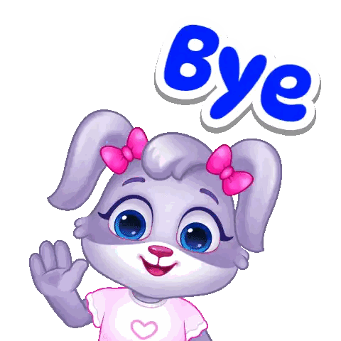 Bunny With Hearts And Bye Behind Sticker