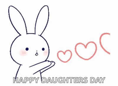 Bunny With Hearts Happy Daughters Day GIF