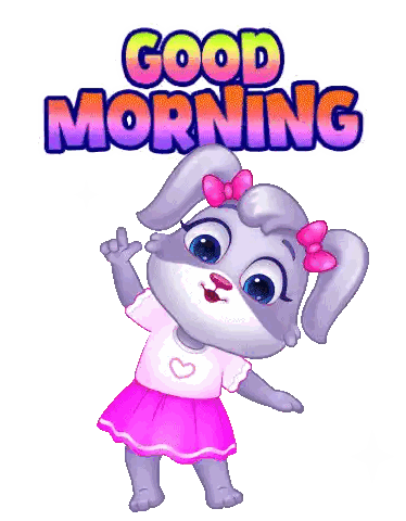 Bunny With Pink Bow Good Morning Sticker