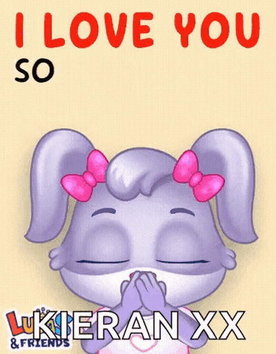 Bunny With Pink Bow Saying I Love You So So So So So GIF
