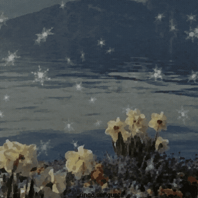 Bunny With Pink Bow Sitting In Flowers GIF