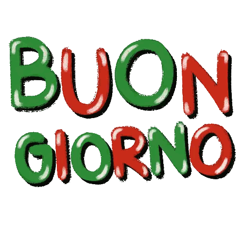Buon Giorno Red And Green Lettering Sticker