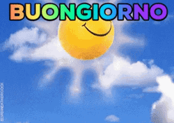 Buongiorno Jumping Sun On Clouds FunArt GIF