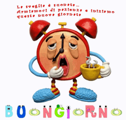 Buongiorno Sleepy Clock Funny Art GIF