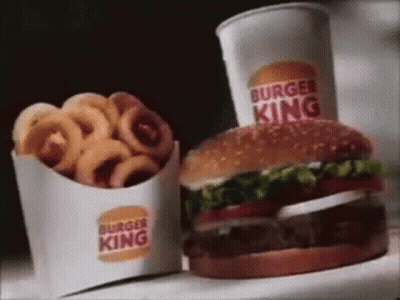 Burger King Hamburger Onion Rings And Drink GIF
