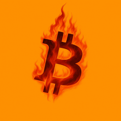 Burning B On Orange Background With Flames GIF