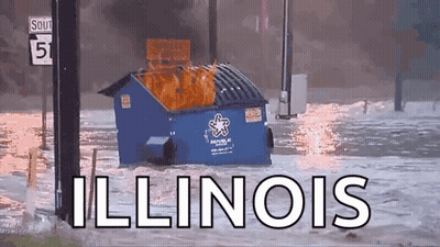 Burning Dumpster In Flooded Area With Illinois GIF