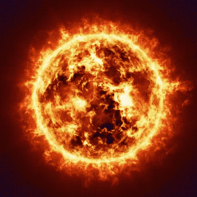 Burning Sun Close Up In Dark GIF