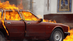 Burning Vintage Car